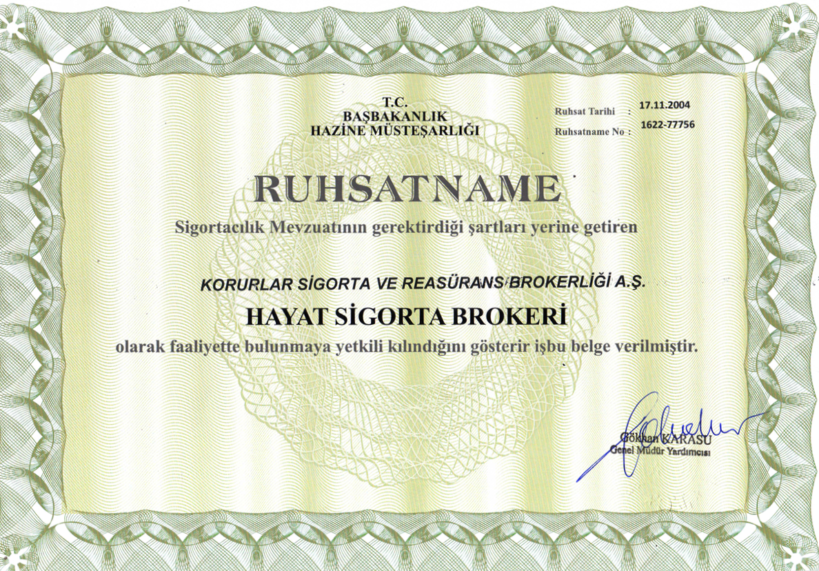 Hayat Sigortası Ruhsatnamesi